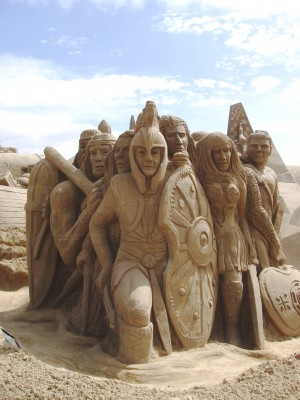Warriors sculpture at Zeebrugge in Belgium, 2004. Photo Credit and Courtesy of: Sandartist.com.
