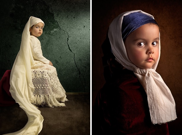 (L-R) Rapunzel and Girl without an earring (a rendition of Girl with a Pearl Earring by Dutch painter Johannes Vermeer) by photographer Bill Gekas. Photo Credit/Courtesy of: Bill Gekas.