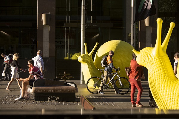 The Snailovation project during the Art & About Festival in Sydney, Australia. Photo Courtesy of: City of Sydney.