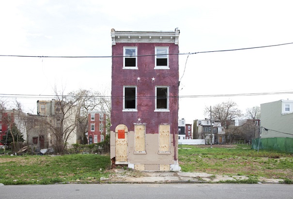 A photo taken of a building in Philadelphia, PA for the "Last House Standing" series by Ben Marcin. Photo Courtesy of: Ben Marcin.