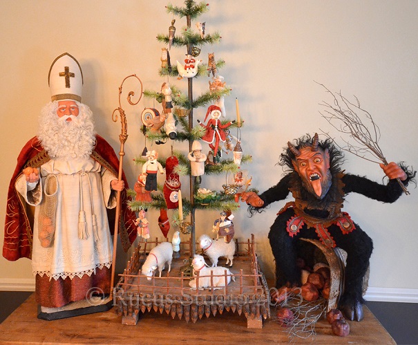 Saint Nicholas and Krampus by artist Scott Smith of Rucus Studio. Photo Courtesy of: Scott Smith/Rucus Studio.