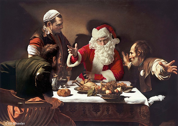 A rendition of Caravaggio's painting "Supper at Emmaus" by artist Ed Wheeler. Photo Credit: Ed Wheeler.