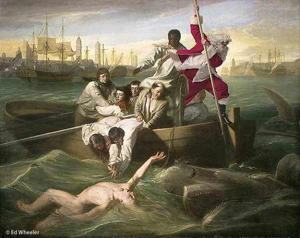 A rendition of John Singleton Copley's painting "Watson and the Shark" by artist Ed Wheeler. Photo Credit: Ed Wheeler.