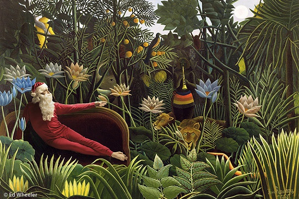 A rendition of Henri Rousseau's painting "The Dream" by artist Ed Wheeler. Photo Credit: Ed Wheeler.