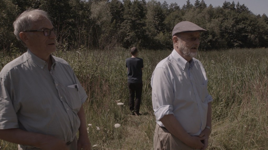 Horst von Wächter, Niklas Frank and Philippe Sands at the site of a mass grave outside Zhovkva, Ukraine. Photo: Sam Hardy.