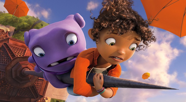 Oh (voiced by Jim Parsons) and Tip (voiced by Rihanna) in DreamWorks Animation's "Home." Photo Credit: Home © 2015 DreamWorks Animation LLC. All Rights Reserved.