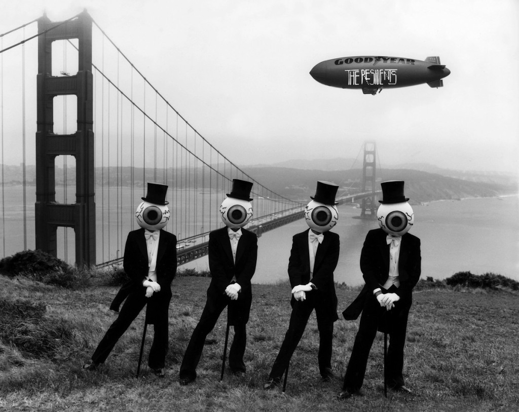 The Residents classic photo in front of the Golden Gate Bridge. Photo Credit: Poor Know Graphics.