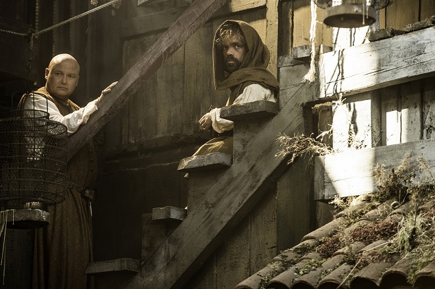 Conleth Hill and Peter Dinklage as Varys and Tyrion Lannister. Photo Credit: Helen Sloan/courtesy of HBO.