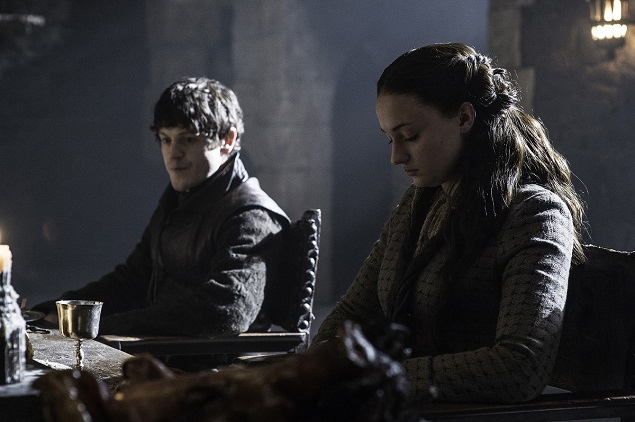 “Game of Thrones” season 5, episode 5: Iwan Rheon, Sophie Turner. Photo: Helen Sloan/courtesy of HBO.